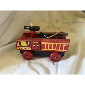 Vintage Montgomery Schoolhouse Vermont Fire Engine Truck Pull Toy